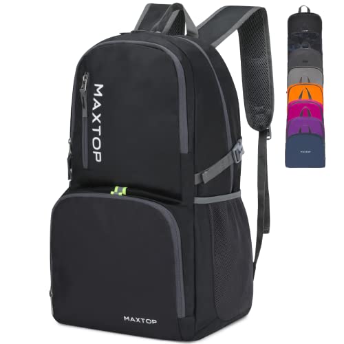 MAXTOP 40/50L Lightweight Packable Backpack for Hiking Traveling Camping Water Resistant Foldable Outdoor Travel Daypack - color: Black