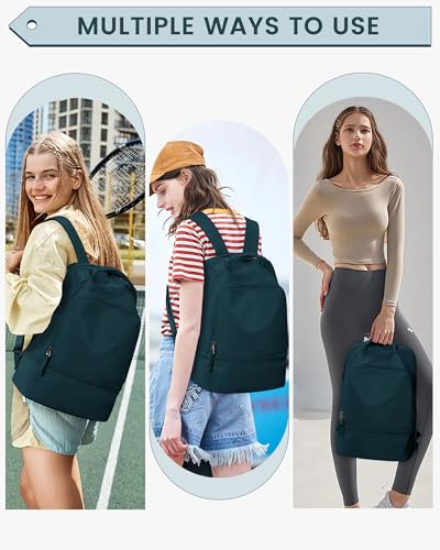 Gym Backpack for Women, Gym Bag with Shoe Compartment, Water Resistant Lightweight Sports Yoga Travel Backpack with Wet Pocket,Cheer Backpack,Blue - color: C3-peacock Blue