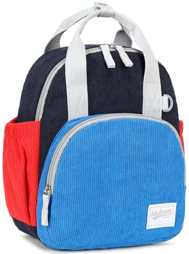 Bluboon Toddler Backpack for Girls Boys 2-4 Cute 12" Preschool Kindergarten Backpacks Kids Daycare Bags School Travel (Blue-red Corduroy, Age 2-4 (12" H not Fit A4 Folder)) - color: Blue-red Corduroy, size: Age 2-4 (12" H not Fit A4 Folder)