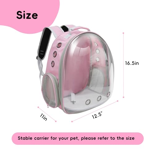 Cat Backpack, Airline Approved Bubble Carrying Bag for Small Medium Dogs Cats, Space Capsule Pet Carrier Dog Hiking Backpack Travel Carrier (Pink) - color: Pink