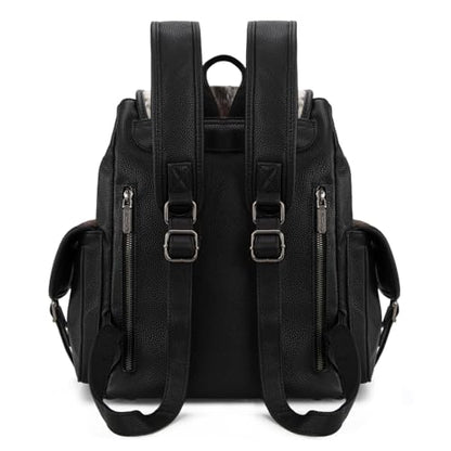 Montana West Wrangler Backpack Purse for Women Hair-on Cowhide Backpacks Western Travel Bags - color: Cowhide Black