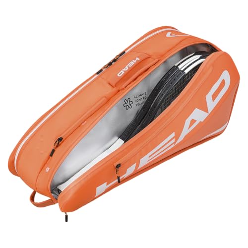 HEAD Tour Racquet Bag M (6R) Tennis Bag - Holds Up to 6 Racquets, CCT+ Climate Control Technology, 2 Main Compartments, Shoe Pocket & Backpack Carry System | 6 Racquet Capacity - color: Orange