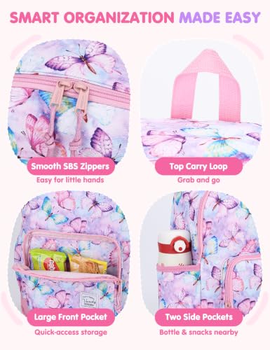 VASCHY Kids backpacks, Cute Lightweight Water Resistant Preschool Backpack for Boys and Girls Chest Strap | Cute - color: Butterflies, size: Small (4-6 Yrs) - 15'' H