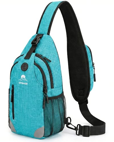 Sling Backpack for Women & Men, Crossbody Travel Bag with Water Bottle Holders, 17 Pockets, Quick-Access Phone Pocket, Hidden Security Pocket, Fits 11" Tablet, for Daily Carry, Travel, Theme Parks - color: D-teal
