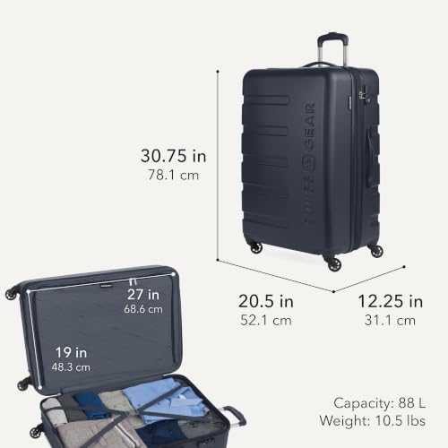 SwissGear 7366 Signature Hardside Expandable Luggage with Spinner Wheels and TSA Lock, Weekender Tote, Navy, 2-Piece Set (Weekender/27) - color: Navy, size: 2-Piece Set (Weekender/27")