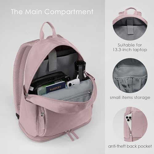 Uselike Gym Backpack for Women Men, Lightweight Gym Bag with Shoe Compartment, Waterproof Workout Backpack with Wet Pocket - color: Purple Ash