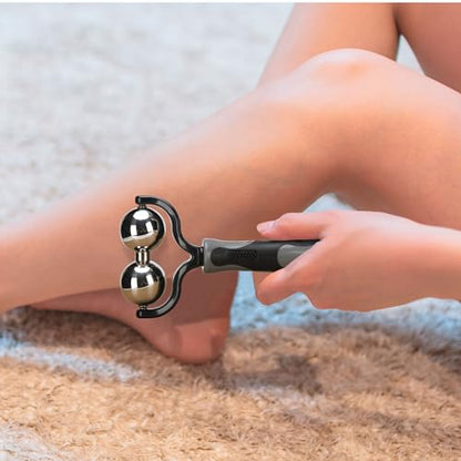 Nobility Massage Ball Roller– Ice Cold and Hot for Deep Tissue and Sore Muscle Relief of Stiffness and Stress, Body, Neck, Back, Foot, Plantar Double Grey - color: Grey