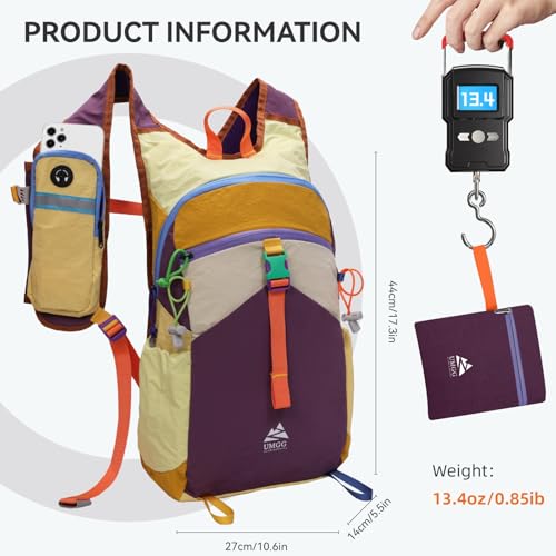 15L Small Hiking Backpack Travel Daypack Colorful Lightweight Packable Foldable Casual Backpack for Women Men - color: Purple