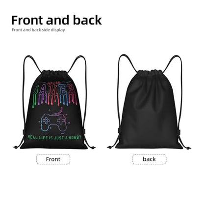 Gianlaima Game Over Controller Graphics Drawstring Bags Backpack Sport Gym Sack Yoga Dance Travel Bag For Men Women - color: Black11