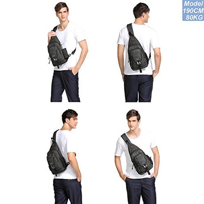NICGID Sling Bag Chest Shoulder Backpack Crossbody Bags for Tablet Laptop Outdoor Hiking Men Women - color: Army Green-2664