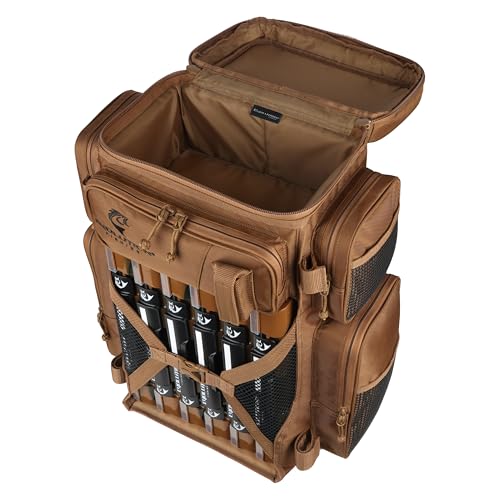 Evolution Fishing Drift Series Tackle Backpack, Outdoor Rucksack w/ 6 Fishing Tackle Trays, Heavy Duty - color: Coyote, size: 3700
