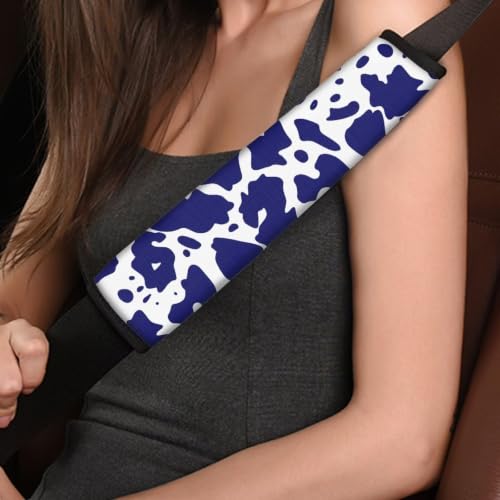 Blue Cow Print Seat Belt Cover Pad Versatile Car Seatbelt Cushion Soft Car Shoulder Pads 2 Pack Auto Accessories for Adults Seatbelt Covers Compatible with Trucks SUV Sedan - color: Blue Cow Print