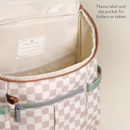 Itzy Ritzy Toddler & Kids Backpack - Lightweight Preschool & Elementary School Bag with Padded Straps, Trolley Sleeve, 2 Side Pockets, Tablet Sleeve & Name Label (Checkerboard) - color: Checkerboard