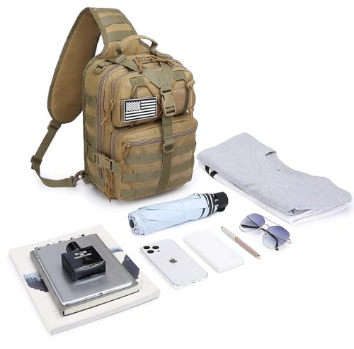Tactical Sling Pack Big Crossbody Backpack Over Shoulder Bag Military for Men Hiking Outdoor Sport Gym - color: Green