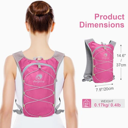 Lightweight Hydration Backpack with 2L Water Bladder for Men Women, Small Water Backpacks Running Vest for Hiking - color: Pink