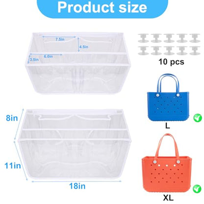Mity Rain Clear Bag Organizer - Waterproof Tote Bag Dividers for X Large Bags, Suitable for BOGG BAG W/10 Buttons White