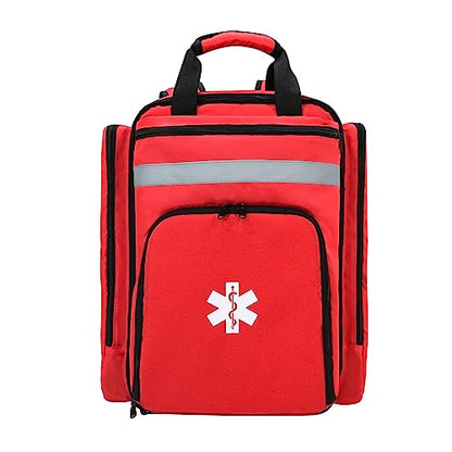 First Aid Backpack Empty,First Aid Medical Backpack,EMS EMT First Aid Bag Empty,Emergency Bag,Trauma Bag for Camping,Hiking,Outdoor Travel - color: Red