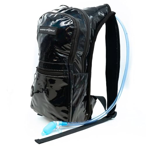 Kandies World Reflective Festival Hydration Pack - 2L Hydropack for Raves, Hiking, Biking, Running, and More (with Anti-Theft Pocket) - style: Black