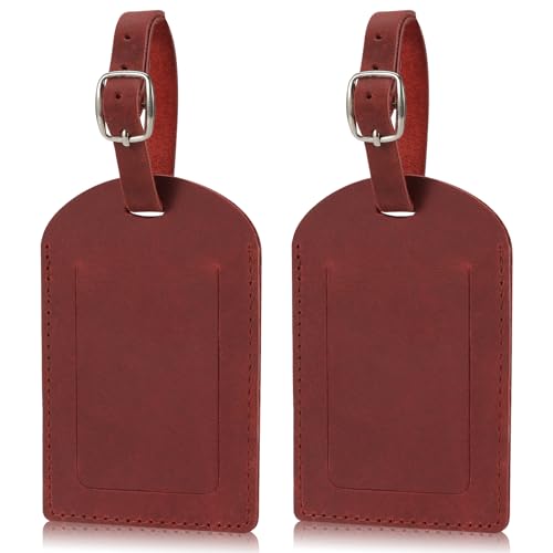 Ringsun Leather Luggage Tag for Suitcases ID Tags Bag Tags for Luggage (2 Pack) - color: 2 Pack-red