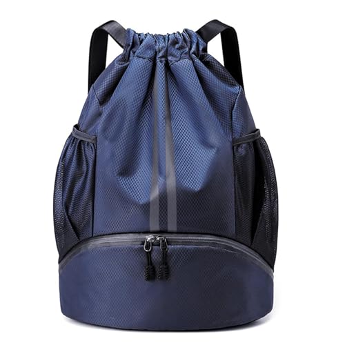 PinCute Drawstring Backpack for Women Men, Gym Bag for Soccer, Basketball, Swim, Beach, Water-Resistant Sports Backpack with Wet Pocket and Shoe Compartment, Navy Blue - color: Navy Blue