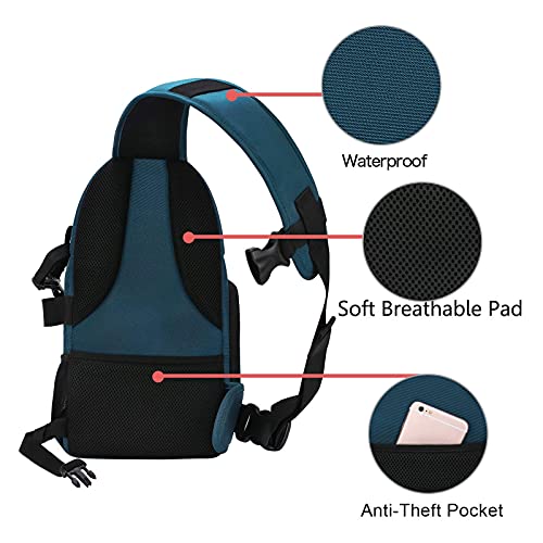 MOSISO Camera Sling Bag, DSLR/SLR/Mirrorless Camera Case Shockproof Photography Camera Backpack with Tripod Holder & Removable Modular Inserts Compatible with Canon/Nikon/Sony/Fuji, Deep Teal - color: Deep Teal