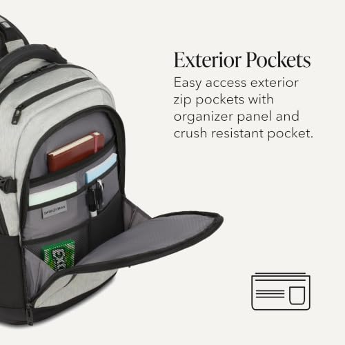 SwissGear Travel Tech Pro Laptop Backpack – Fits Laptops up to 16” – ScanSmart TSA-Friendly Backpack with Multiple Organizer Pockets – Grey Heather - color: Gray Heather, style: Travel Tech Pro