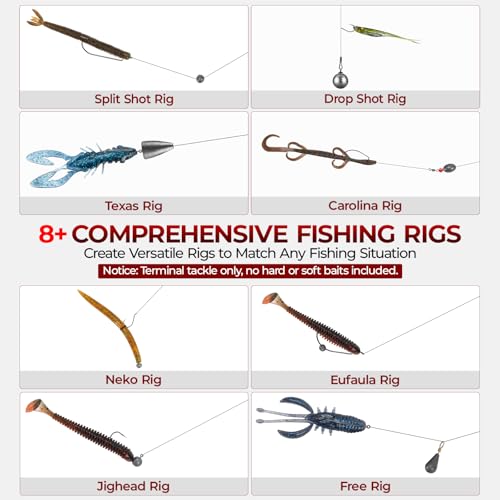 MadBite by KastKing 182/265/400pcs Compact Fishing Tackle Kit - All-in-One Freshwater Hooks, Weights, Bobbers in Tackle Box, Fishing Gear Set for Bass Trout Panfish - style: 182pcs Terminal Tackle Kit