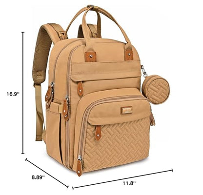 BabbleRoo Diaper Bag Backpack - Baby Essentials Travel Tote - Multi function Water Resistant Diaper Bag, Travel Essentials Baby Bag with Changing Pad, Stroller Straps & Pacifier Case - Unisex, Beige | Baby Essentials Travel Tote - color: Light Brown, size