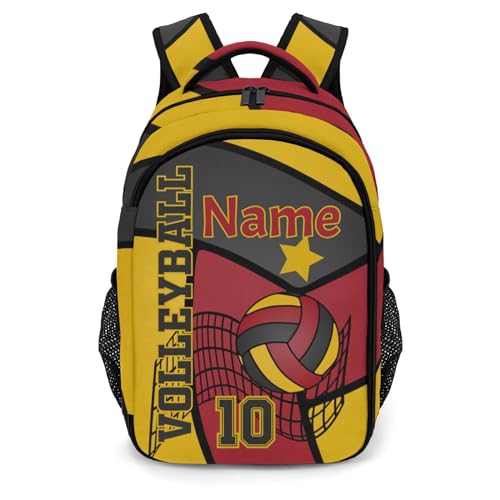 Volleyball Gold Red Personalized School Backpack Waterproof Laptop Bag for Woman Man - color: Muilti 15