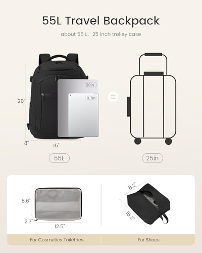 LOVEVOOK 50L Travel Backpack for Women & Men,Airline Approved Carry On Backpack with 3 Packing Cubes,TSA Waterproof Personal Item Bag,Weekender Overnight Essentials Backpacks fits 20" Laptop Backpack - color: Green/White, size: 50L-4PCS