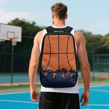 18.5in Basketball Backpack Basketball Bag with Shoe Compartment & Ball Holder, Waterproof Bag for Soccer Volleyball - color: Simple Basketball Stripe Print
