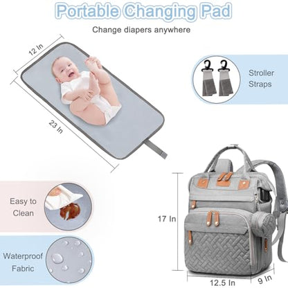SHITIESHOU Diaper Bag Backpack Baby Bag for Mom Dad with Changing Pad, 19 Pockets, Large Waterproof Travel Baby Girl Boy Toddle Diaper Bag with Insulated Pocket, Baby Shower Gifts, Grey - color: Upgrade Grey