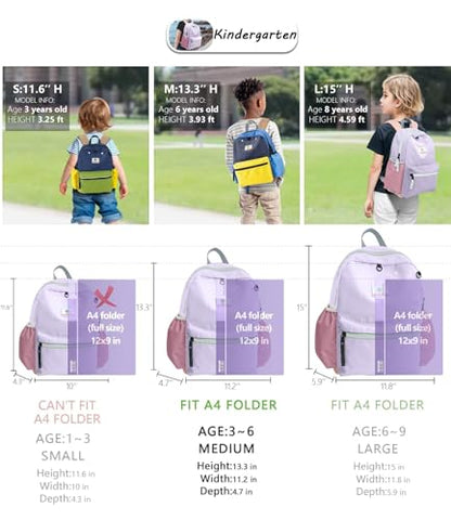 atgark Kids' Backpacks for Girls & Boys - Kindergarten & Elementary School, Small Child Toddler Backpack, 13" H, Ages 2-5 - color: Lavender, size: Age 2-5 (13.3" H Fit A4 Folder)