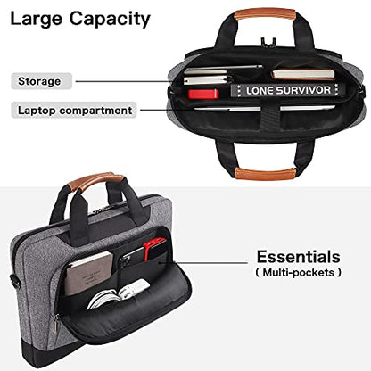 DOMISO 15-15.6 Inch Laptop Bag Business Briefcase Laptop Case Compatible with Lenovo 15.6" Ideapad 330/16" MacBook Pro/HP EliteBook 850 G3/Envy x360 15/Latitude 3580/Acer Chromebook/Asus,Grey - color: Grey / Black, size: 15 - 15.6 Inch