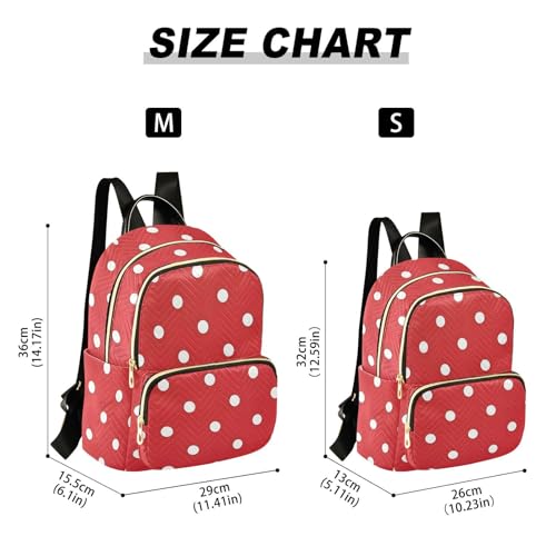 susiyo Red White Polka Dot Print Backpack for Women Red White 10L Bag Classic Ladies Backpacks Travel Casual Daypack - color: Red White, size: Small