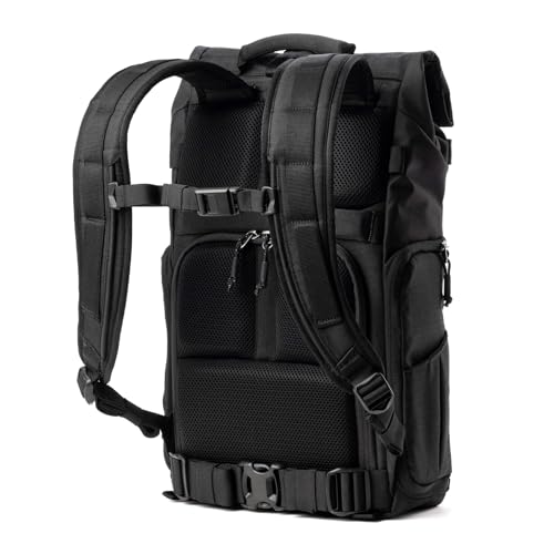 Think Tank FocusPoint 22L RollTop Camera Backpack - Asphalt Black: Expandable Travel & Camera Backpack with Laptop Sleeve, Quick Side and Back Access, Rain Cover – Versatile Photography & Travel Bag - color: Asphalt Black, size: 22 Liters