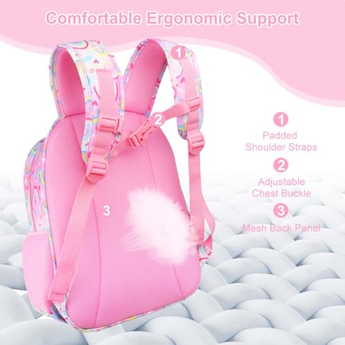 RHCPFOVR Kids Backpack for Girls - Girls Backpack 3-8 Ages Rainbow for Kids 15 Inch School Bookbag for Kindergarten Elementary School Bookbag for Girl 1st 2nd Grade - style: Rainbow