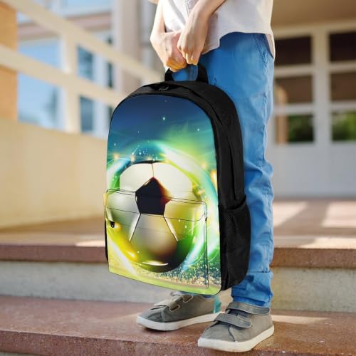 Football Green Backpack, Durable Polyester Daypack with Laptop Compartment, Reinforced Bottom, Adjustable Shoulder Straps And Multi Pockets for Travel And Daily Use - color: Football Green