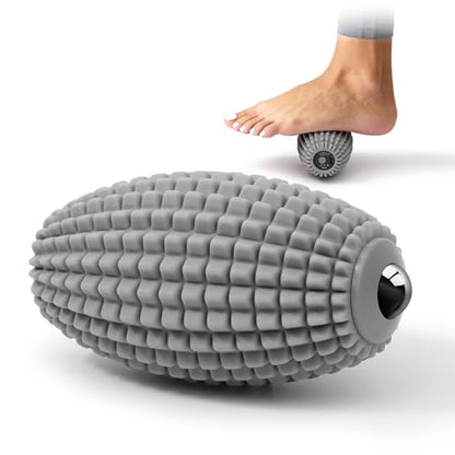 HODEMI Electric Vibrating Massage Roller, Handheld Muscle Massager with Ball-Shaped Rolling Head, 3 Speed Rechargeable Silicone Massager for Muscle Relaxation at Gym, Office & Travel (Gray) - color: Gray