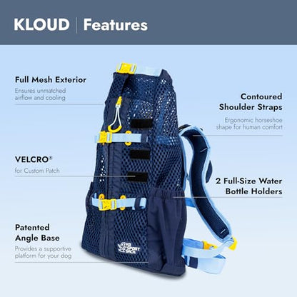 K9 Sport Sack Kloud - Extra Small, Blue - Ideal for Dogs with 9-12” Back Length - Ultra-Light Mesh Backpack Carrier with Inflatable Frame - size: X-Small