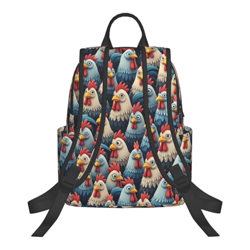 Eco Polyester Backpack Cute Chickens, Ergonomic Straps, Fits Tablet, for Work or Hiking - color: Picture (197)