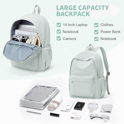 Backpack for School Women Girls, Waterproof Bookbag Cute High School Backpack for Men Teen Boys, Lightweight Travel College Backpacks Mochilas Escolares para Casual Daypack Rucksack - color: Light Green