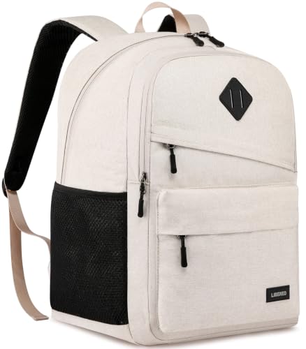 School Backpack for Teen Boys and Girls, Backpack for Men Women, 15.6 inch Laptop Back Pack for High School and College Students, Beige - color: Beige, size: 15.6 Inch