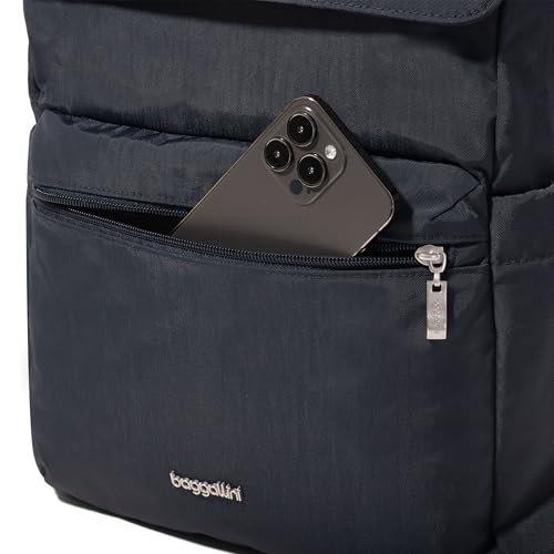 Baggallini Flap Laptop Backpack - 15"x11" Lightweight Work Travel Bag w/Luggage Sleeve & RFID - color: French Navy