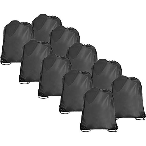 Threadart Grey Drawstring Backpack - Pack of 10 Cinch Sack 15x18.5 | Pack of 10 Grey drawstring cinch backpacks, 15"x18.5"; for gym, sports, travel, school & DIY decorating - color: Grey