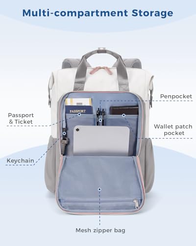 ECOHUB 17" Laptop bag for Women 25L Teacher's Laptop Backpack Work Backpack for Professional Nurse Travel Backpack,Grey - color: Grey