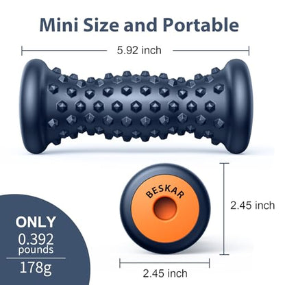 BESKAR Foot Massage Roller for Plantar Fasciitis Relief, Portable Reflexology Tool Pressure Point Massage Rollers, Deep Tissue Massages for Relieving Feet Arch Heel Pain, Myofascial Pain Syndrome - color: Navy Blue