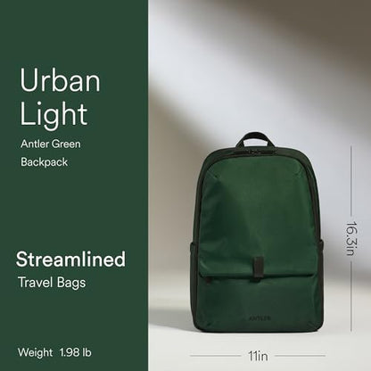 Antler - Urban Light Backpack, Rucksack with Laptop Pocket, Suitcase Sleeve, Travel, Work, Gym Bag for Men Women - Green - color: Antler Green