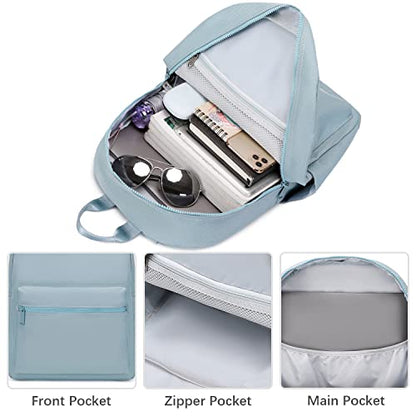 Abshoo Lightweight Backpack for School Classic Basic Water Resistant Casual Daypack Plain Bookbag (Pastel Blue)