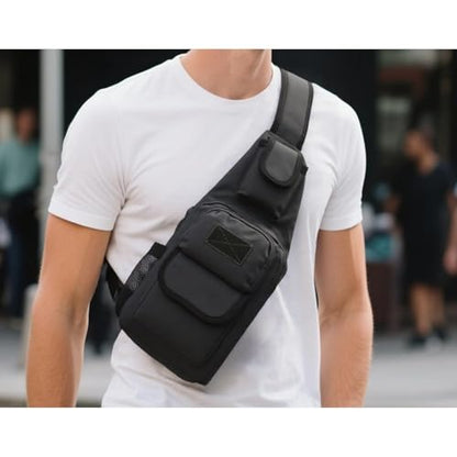Sling Bag Crossbody Backpack for Men Women Travel Outdoor Camping (Black) - color: Black